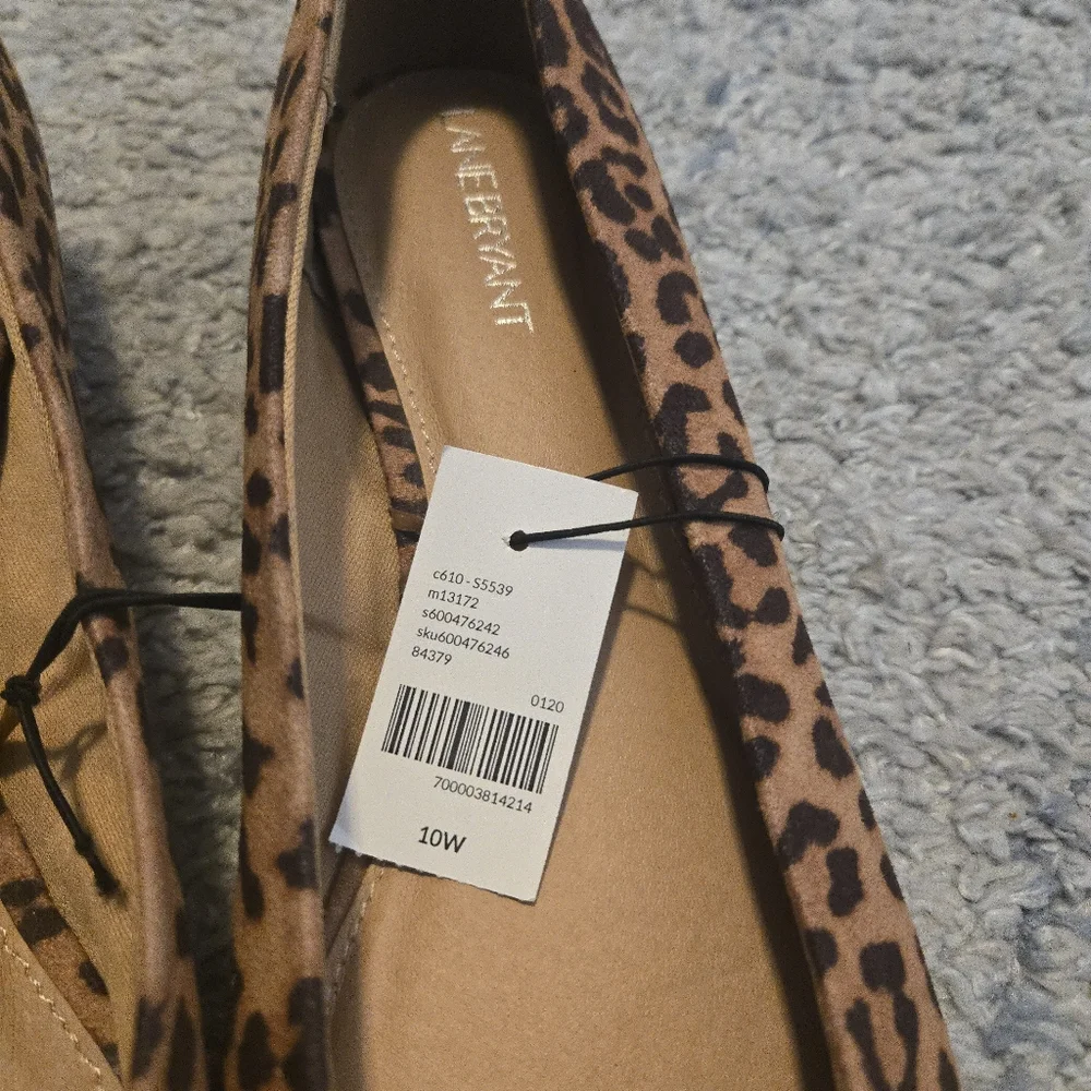 Lane Bryant Leopard Print Ballet Flats Size 10W NWT Animal Print Cheetah Shoes - Picture 2 of 6